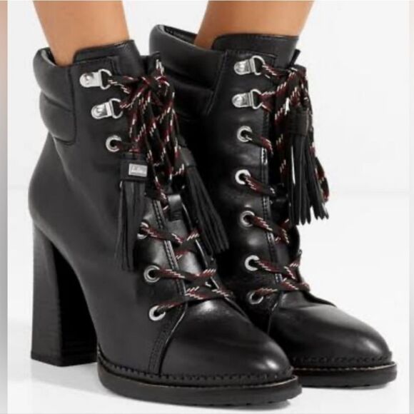 Sam Edelman 8 Black Heeled Boots with Red Accent Laces - NWOT - Picture 1 of 12